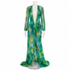 Tropical Print Backless Maxi Dress for Women | Luxury Resort Wear